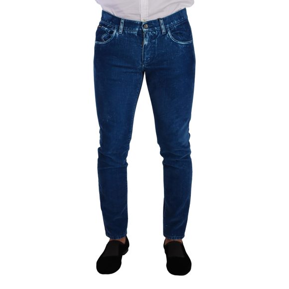 Dolce & Gabbana Pants Dolce Gabbana Blue Cotton Stretch Skinny Slim